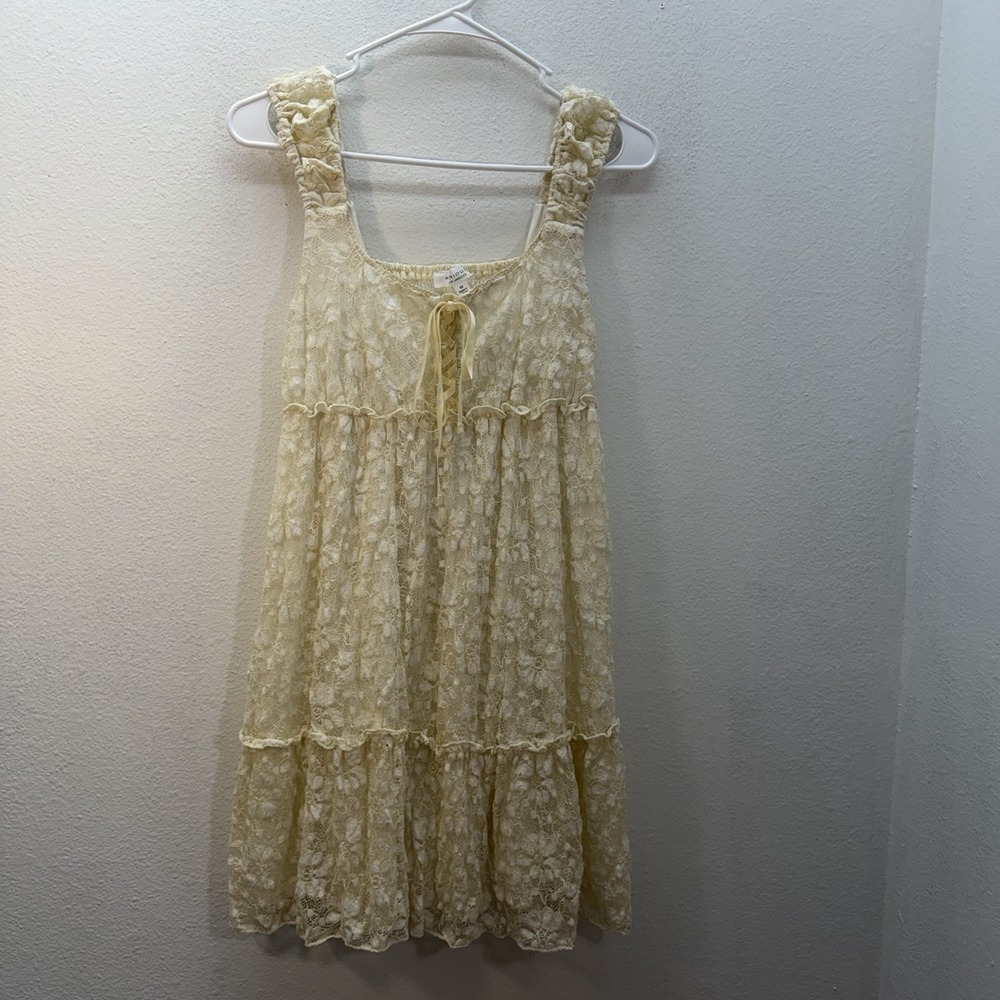 Kirious Dress Womens M Lace Floral Stretch Tiered  Fairy Babydoll Cottagecore